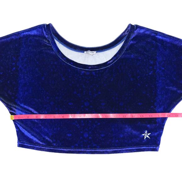 Rebel Athletics Youth Purple Printed Stretch Velvet Cheer Crop Top Size YL - Picture 9 of 10
